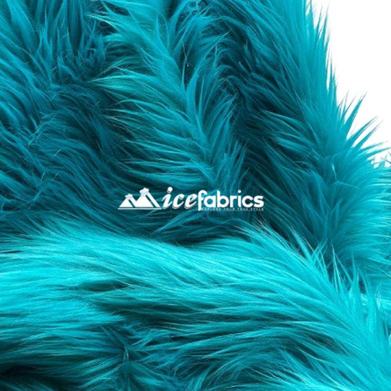 Shaggy Mohair Long Pile Faux Fur Fabric By The Yard ICE FABRICS Turquoise
