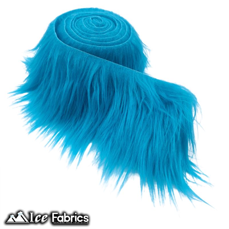 Shaggy Mohair Strips Ribbon Faux Fur Fabric Pre Cut Roll ICE FABRICS Turquoise