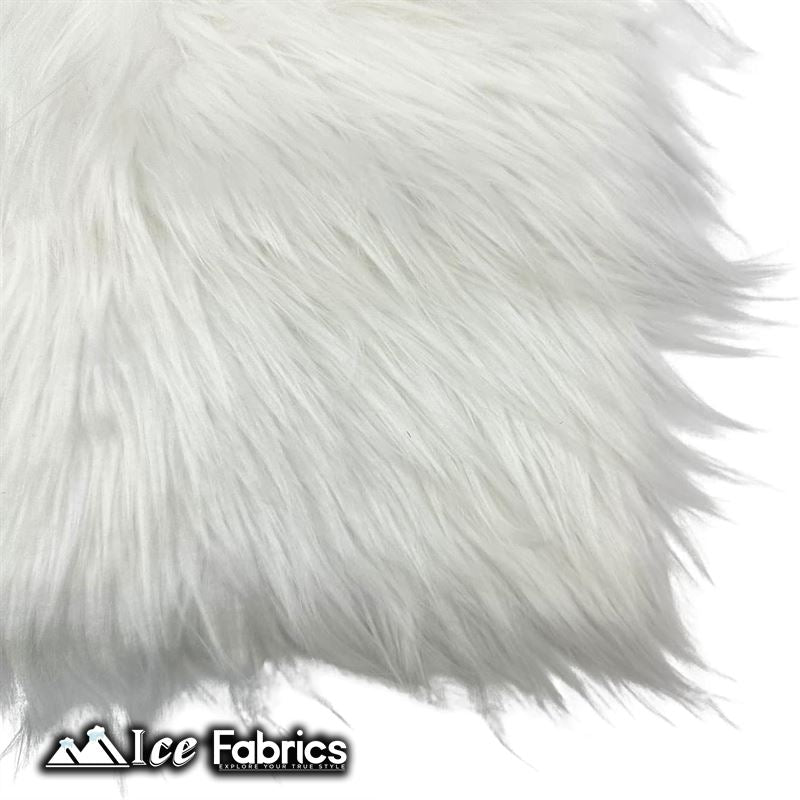 IceFabrics Square Shaggy Long Pile Faux Fur Fabric ICE FABRICS White