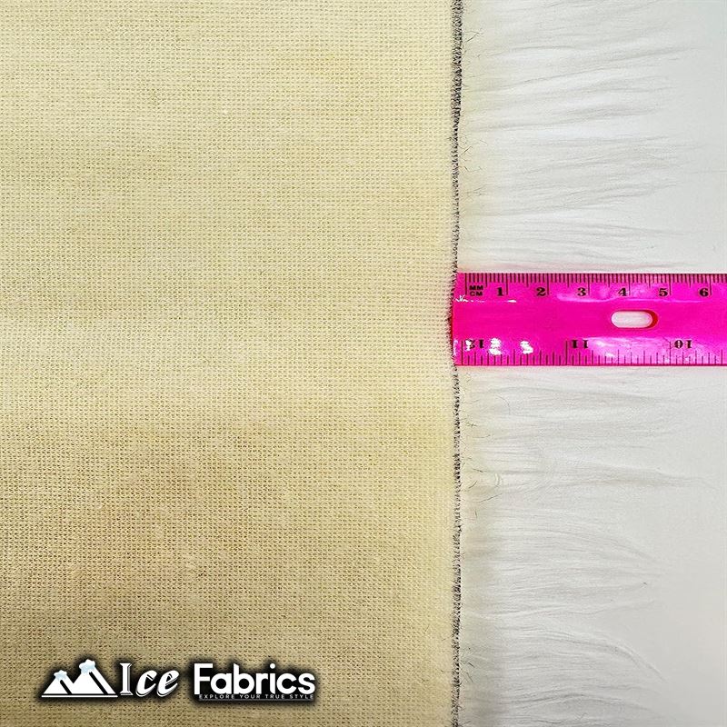 IceFabrics Square Shaggy Long Pile Faux Fur Fabric ICE FABRICS White