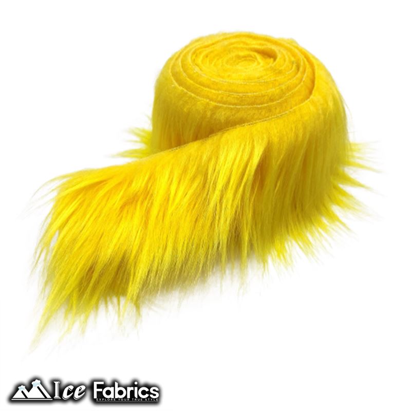 Shaggy Mohair Strips Ribbon Faux Fur Fabric Pre Cut Roll ICE FABRICS Yellow