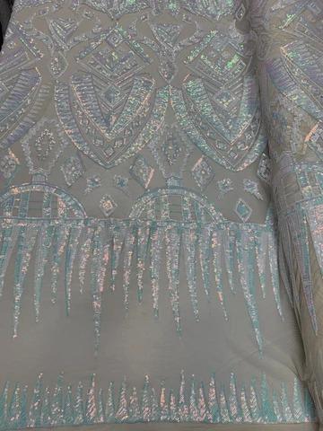 Silver Metallic embroidery Lace Fabric 50” Width 1 Yard