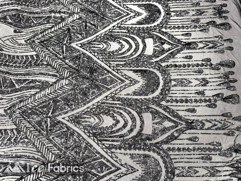 African Sequin Fabric 4 Way Spandex Stretch Sequin FabricICE FABRICSICE FABRICSBlackBy The Yard (60" Wide)African Sequin Fabric 4 Way Spandex Stretch Sequin Fabric ICE FABRICS Black