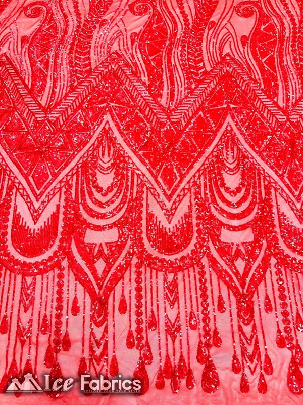 African Sequin Fabric 4 Way Spandex Stretch Sequin FabricICE FABRICSICE FABRICSRedBy The Yard (60" Wide)African Sequin Fabric 4 Way Spandex Stretch Sequin Fabric ICE FABRICS Red