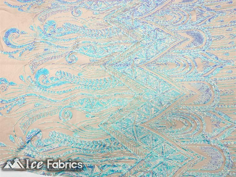 African Sequin Fabric 4 Way Spandex Stretch Sequin FabricICE FABRICSICE FABRICSIridescent Baby BlueBy The Yard (60" Wide)African Sequin Fabric 4 Way Spandex Stretch Sequin Fabric ICE FABRICS Iridescent Baby Blue
