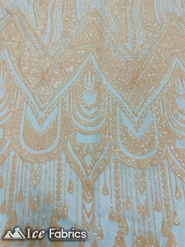African Sequin Fabric 4 Way Spandex Stretch Sequin FabricICE FABRICSICE FABRICSPeachBy The Yard (60" Wide)African Sequin Fabric 4 Way Spandex Stretch Sequin Fabric ICE FABRICS Peach