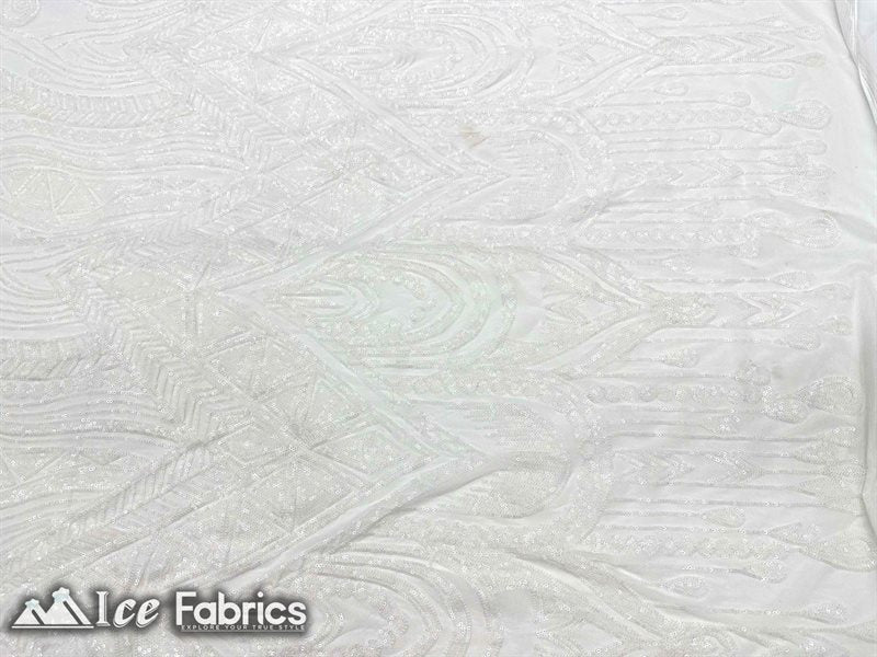 African Sequin Fabric 4 Way Spandex Stretch Sequin FabricICE FABRICSICE FABRICSWhiteBy The Yard (60" Wide)African Sequin Fabric 4 Way Spandex Stretch Sequin Fabric ICE FABRICS White