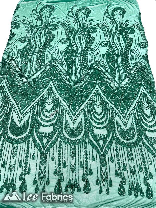 African Sequin Fabric 4 Way Spandex Stretch Sequin FabricICE FABRICSICE FABRICSHunter GreenBy The Yard (60" Wide)African Sequin Fabric 4 Way Spandex Stretch Sequin Fabric ICE FABRICS Hunter Green
