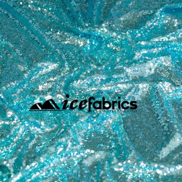 All Over Aqua Mesh Glitz Mini Sequins FabricICE FABRICSICE FABRICSPer YardAll Over Aqua Mesh Glitz Mini Sequins Fabric ICE FABRICS