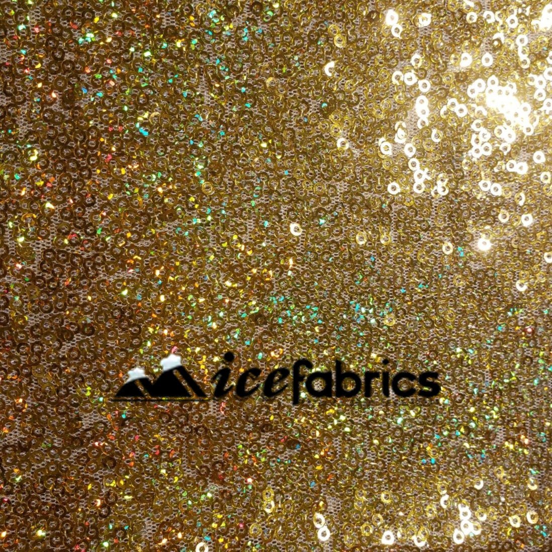 All Over Gold Holographic Mesh Glitz Mini Sequins FabricICE FABRICSICE FABRICSPer YardAll Over Gold Holographic Mesh Glitz Mini Sequins Fabric ICE FABRICS