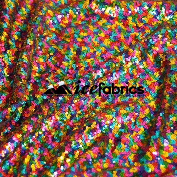 All Over Rainbow Mesh Glitz Mini Sequins FabricICE FABRICSICE FABRICSPer YardAll Over Rainbow Mesh Glitz Mini Sequins Fabric ICE FABRICS