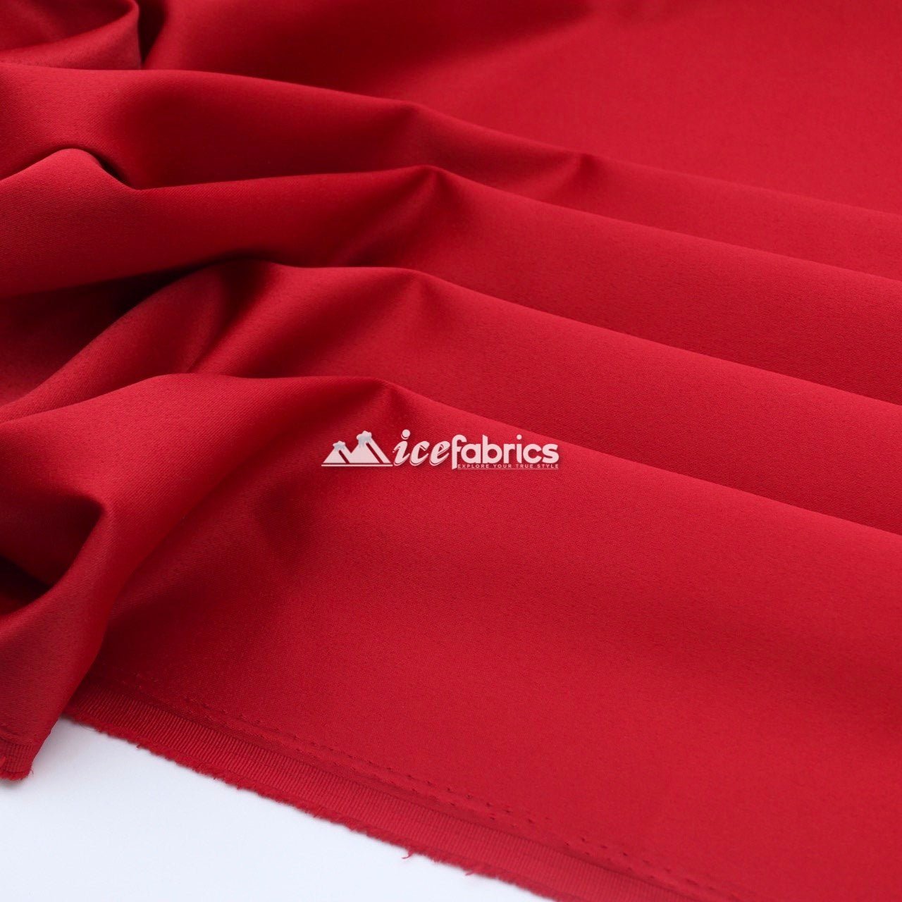 Armani Thick Solid Color Silky Stretch Satin Fabric Sold By The YardSatin FabricICE FABRICSICE FABRICSRedArmani Thick Solid Color Silky Stretch Satin Fabric Sold By The Yard ICE FABRICS Red