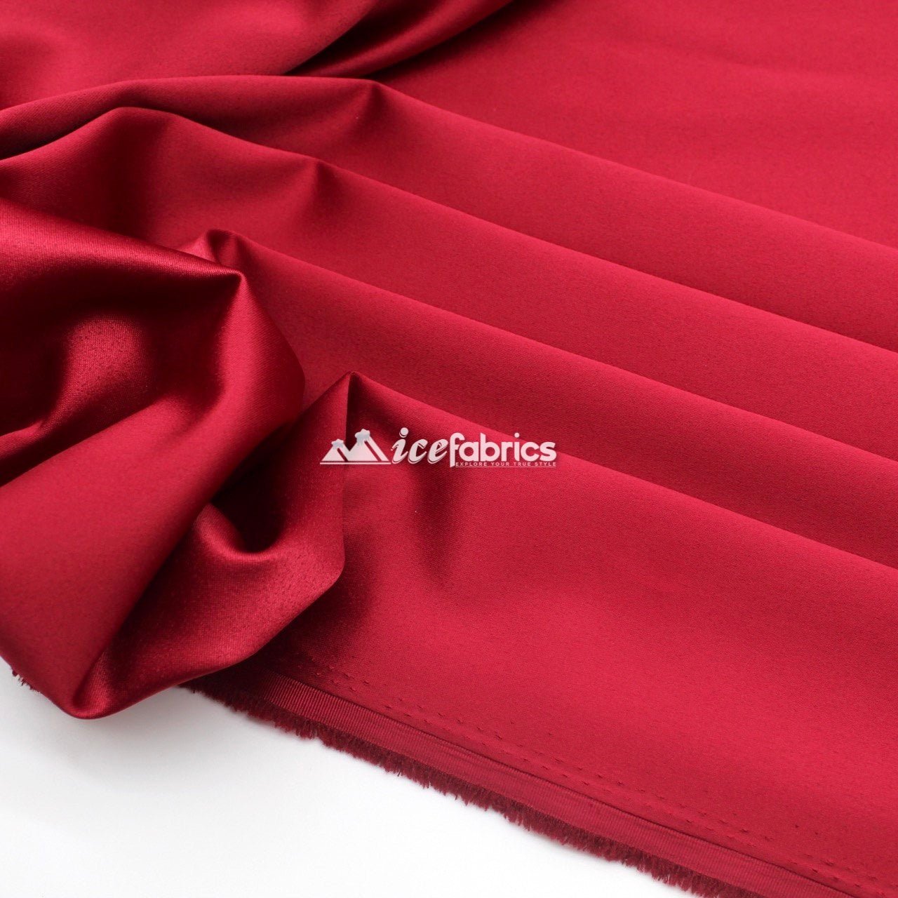 Armani Thick Solid Color Silky Stretch Satin Fabric Sold By The YardSatin FabricICE FABRICSICE FABRICSNavy BlueArmani Thick Solid Color Silky Stretch Satin Fabric Sold By The Yard ICE FABRICS Red