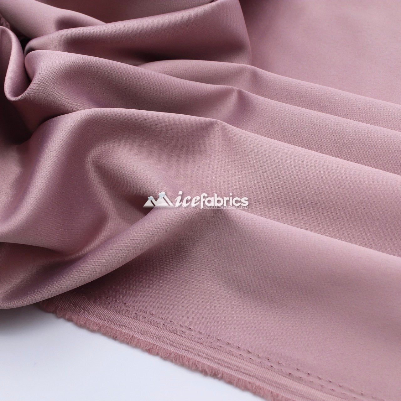 Armani Thick Solid Color Silky Stretch Satin Fabric Sold By The Yard Mauve