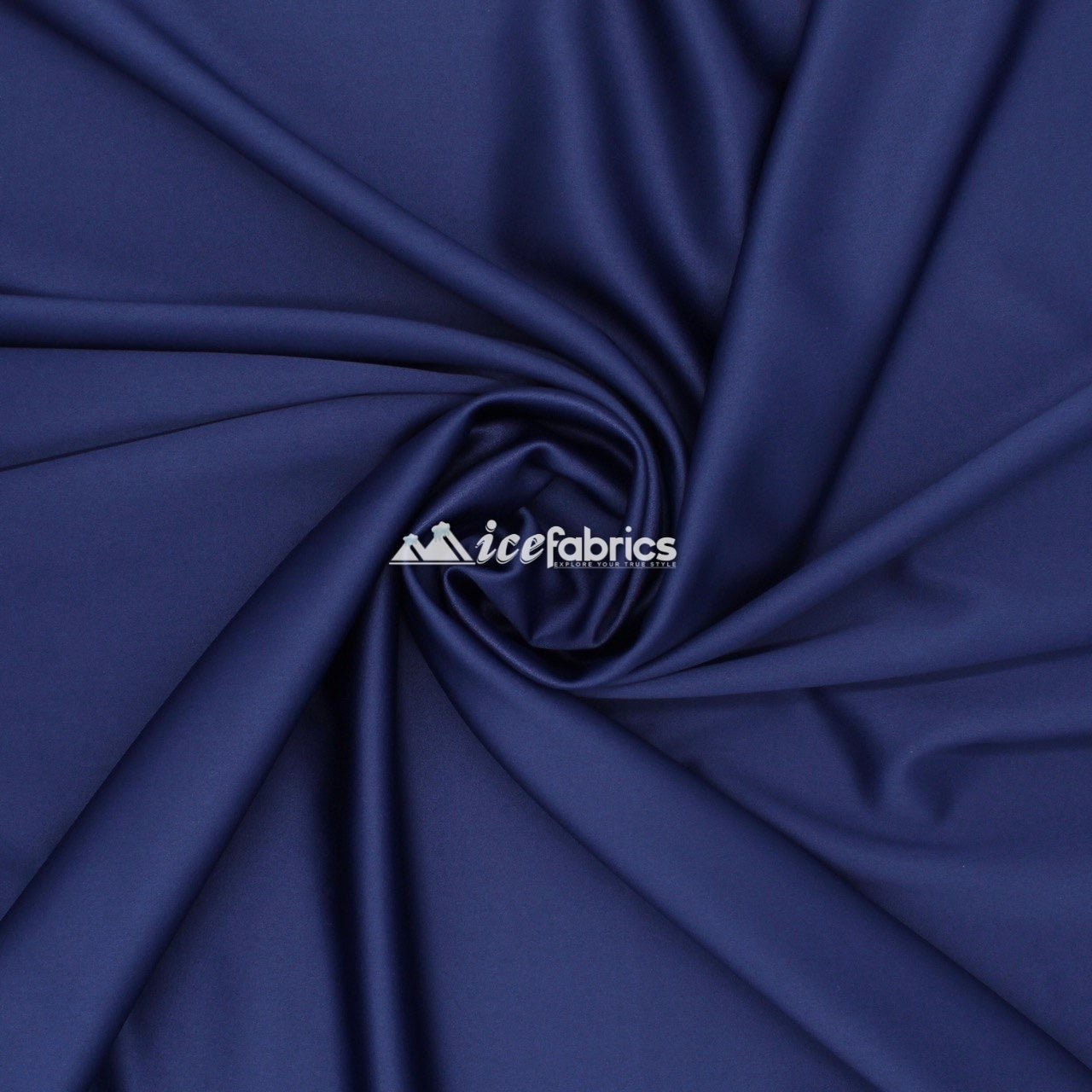 Armani Thick Solid Color Silky Stretch Satin Fabric Sold By The YardSatin FabricICE FABRICSICE FABRICSSilverArmani Thick Solid Color Silky Stretch Satin Fabric Sold By The Yard ICE FABRICS Navy Blue