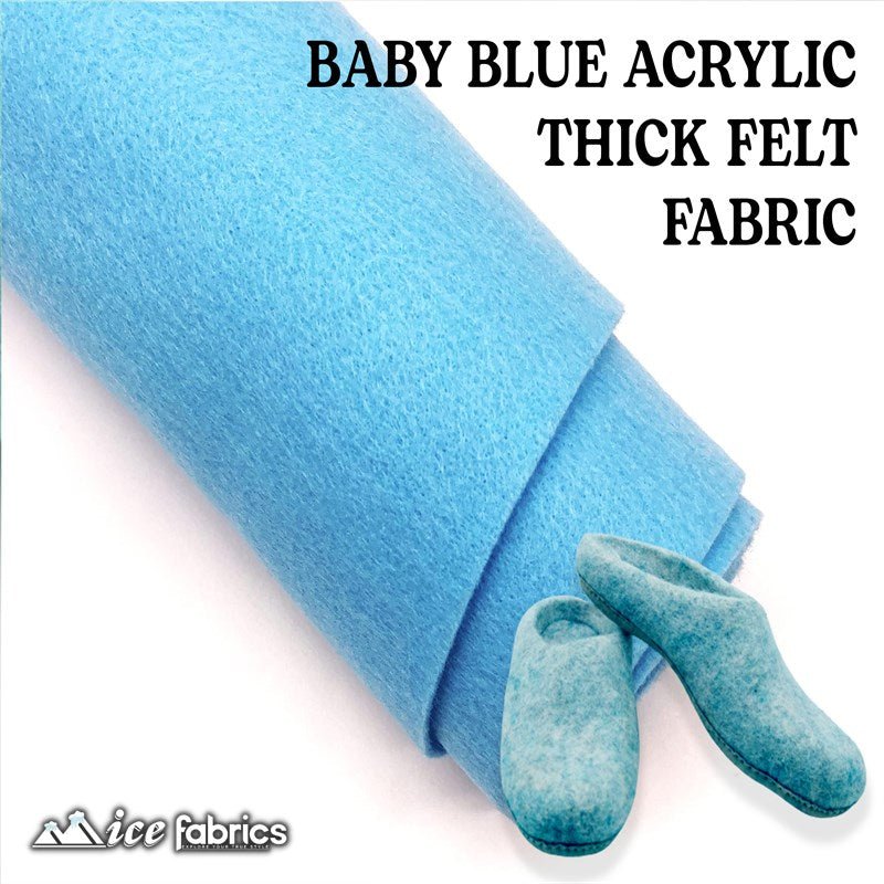 Baby Blue Acrylic Wholesale Felt Fabric 1.6mm ThickICE FABRICSICE FABRICSBy The Roll (72" Wide)Baby Blue Acrylic Wholesale Felt Fabric (20 Yards Bolt ) 1.6mm Thick ICE FABRICS
