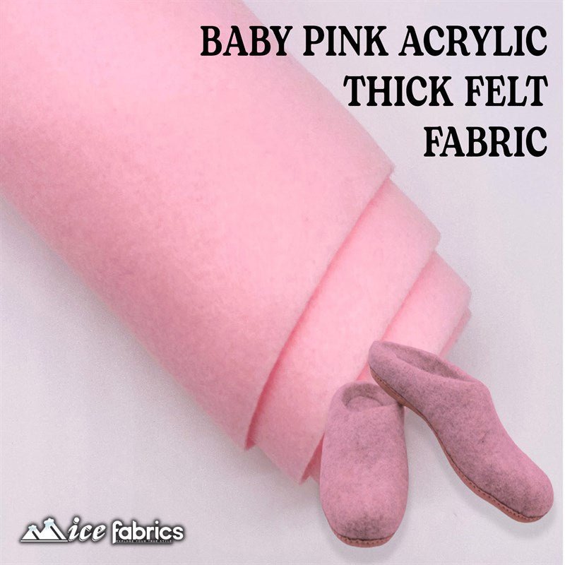 Baby Pink Acrylic Wholesale Felt Fabric 1.6mm ThickICE FABRICSICE FABRICSBy The Roll (72" Wide)Baby Pink Acrylic Wholesale Felt Fabric (20 Yards Bolt ) 1.6mm Thick ICE FABRICS