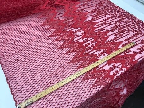Beaded Embroidered Geometric Handmade Lace Fabric By The YardICE FABRICSICE FABRICSDK RoseBeaded Embroidered Geometric Handmade Lace Fabric By The Yard ICE FABRICS Red