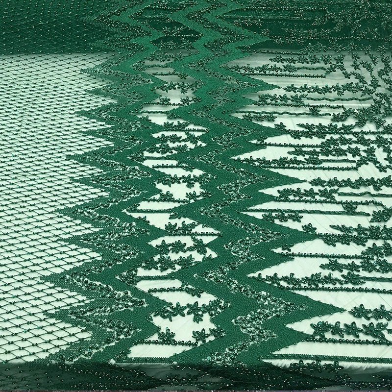 Beaded Embroidered Geometric Handmade Lace Fabric By The YardICE FABRICSICE FABRICSHunter GreenBeaded Embroidered Geometric Handmade Lace Fabric By The Yard ICE FABRICS Hunter Green