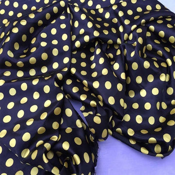black dress fabric Black/yellow / Silky 1/2 inches/ Polka Dot Fabric / Satin Fabric