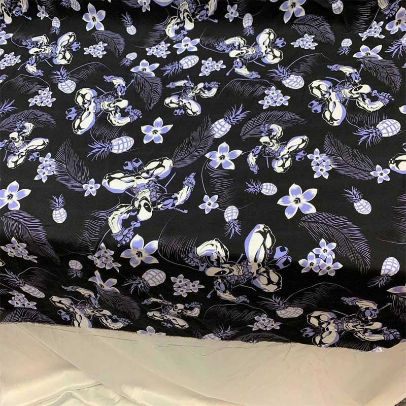 Blue Flowers And Black Hawaiian Soft Flowy Floral Rayon Challis Fabric For Kids Draping ClothingChallis FabricICEFABRICICE FABRICSBlue Flowers And Black Hawaiian Soft Flowy Floral Rayon Challis Fabric For Kids Draping Clothing ICEFABRIC