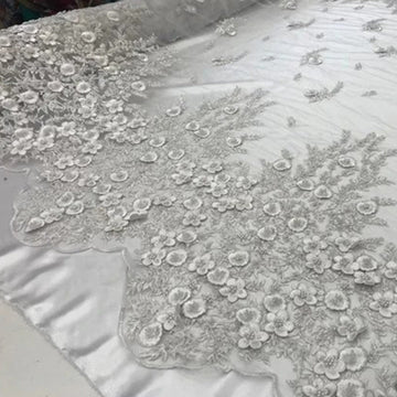 Bridal \ Wedding Beaded Mesh Lace Fabric - IceFabrics Bridal \ Wedding Beaded Mesh Lace Fabric - IceFabrics