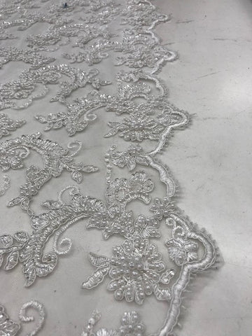 Bridal Wedding Dress Fabric - Beaded Mesh Lace - IceFabrics Bridal Wedding Dress Fabric - Beaded Mesh Lace - IceFabrics