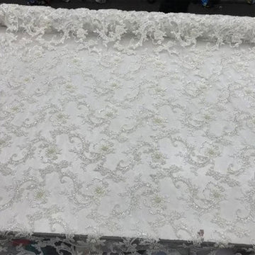 bed and dresser set Bridal Wedding Dress Fabric - Beaded Mesh Lace
