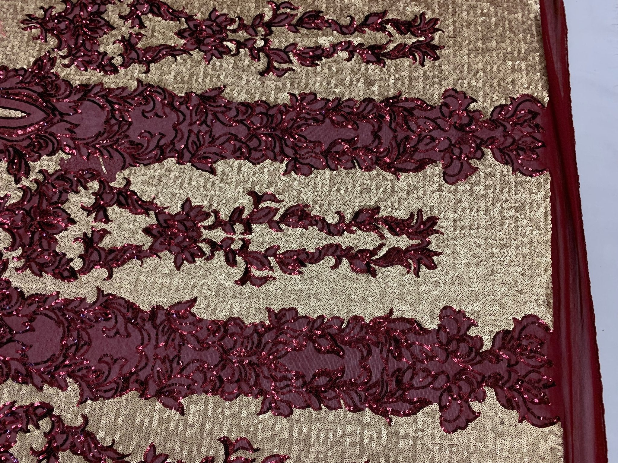 Burgundy_ Elegant 4 WAY Stretch Sequins On Power Mesh//Spandex Mesh Lace Sequins Fabric By The Yard//Embroidery Lace/ Gowns/Veil/ BridalICEFABRICICE FABRICS1/2 Yard (18 inches)Burgundy_ Elegant 4 WAY Stretch Sequins On Power Mesh//Spandex Mesh Lace Sequins Fabric By The Yard//Embroidery Lace/ Gowns/Veil/ Bridal ICEFABRIC