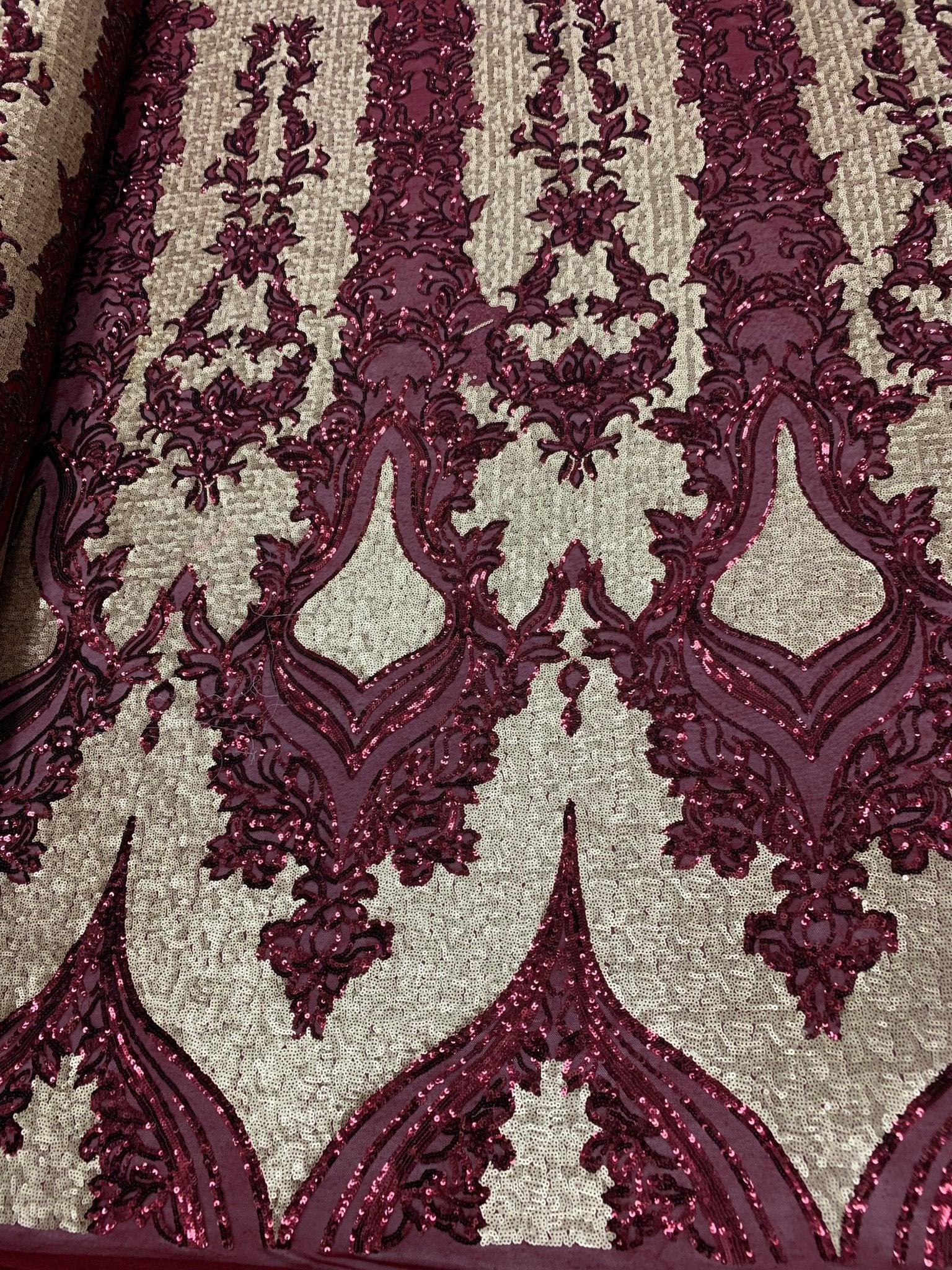 Burgundy_ Elegant 4 WAY Stretch Sequins On Power Mesh//Spandex Mesh Lace Sequins Fabric By The Yard//Embroidery Lace/ Gowns/Veil/ BridalICEFABRICICE FABRICS1/2 Yard (18 inches)Burgundy_ Elegant 4 WAY Stretch Sequins On Power Mesh//Spandex Mesh Lace Sequins Fabric By The Yard//Embroidery Lace/ Gowns/Veil/ Bridal ICEFABRIC