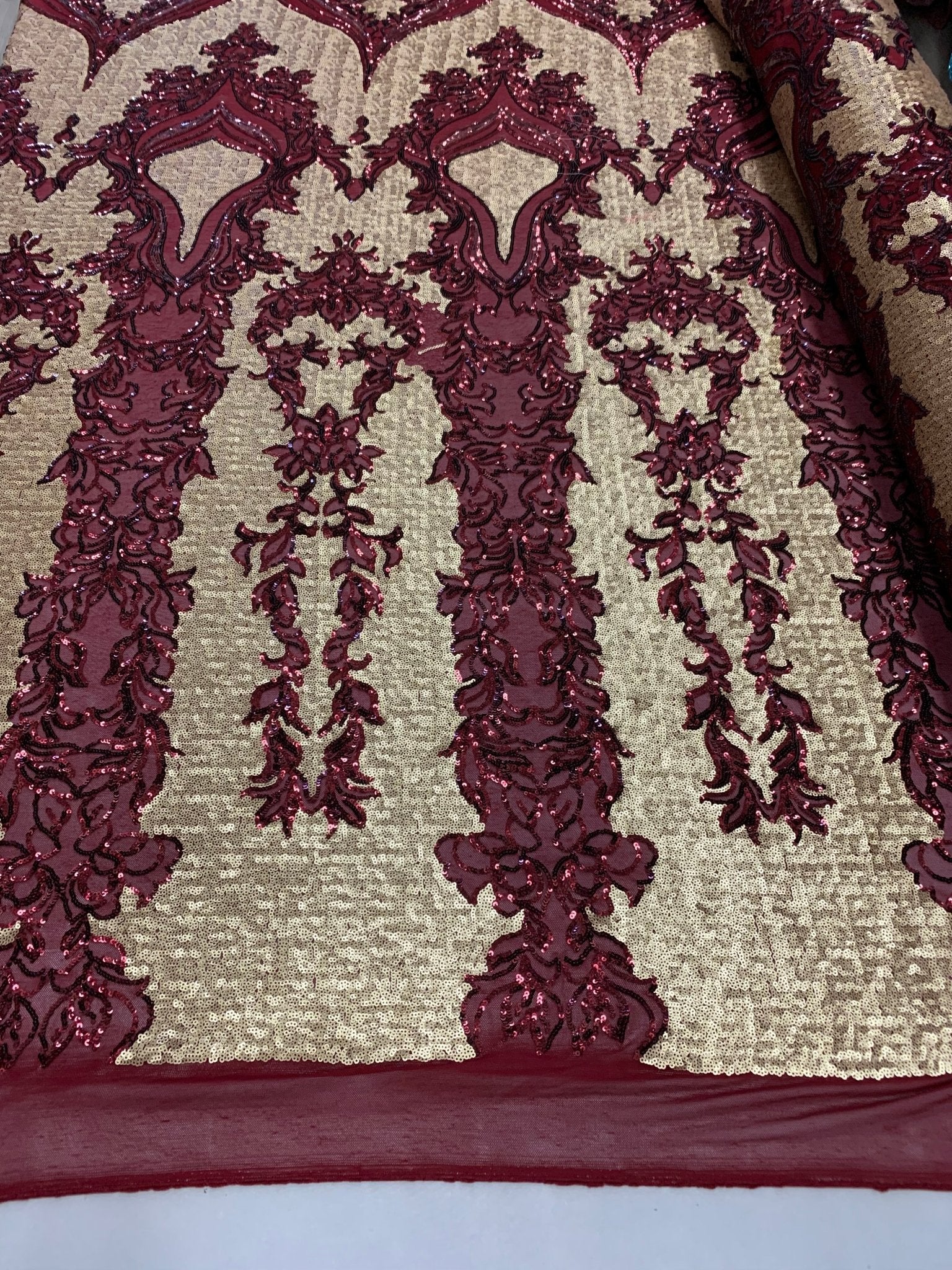 Burgundy_ Elegant 4 WAY Stretch Sequins On Power Mesh//Spandex Mesh Lace Sequins Fabric By The Yard//Embroidery Lace/ Gowns/Veil/ BridalICEFABRICICE FABRICS1/2 Yard (18 inches)Burgundy_ Elegant 4 WAY Stretch Sequins On Power Mesh//Spandex Mesh Lace Sequins Fabric By The Yard//Embroidery Lace/ Gowns/Veil/ Bridal ICEFABRIC