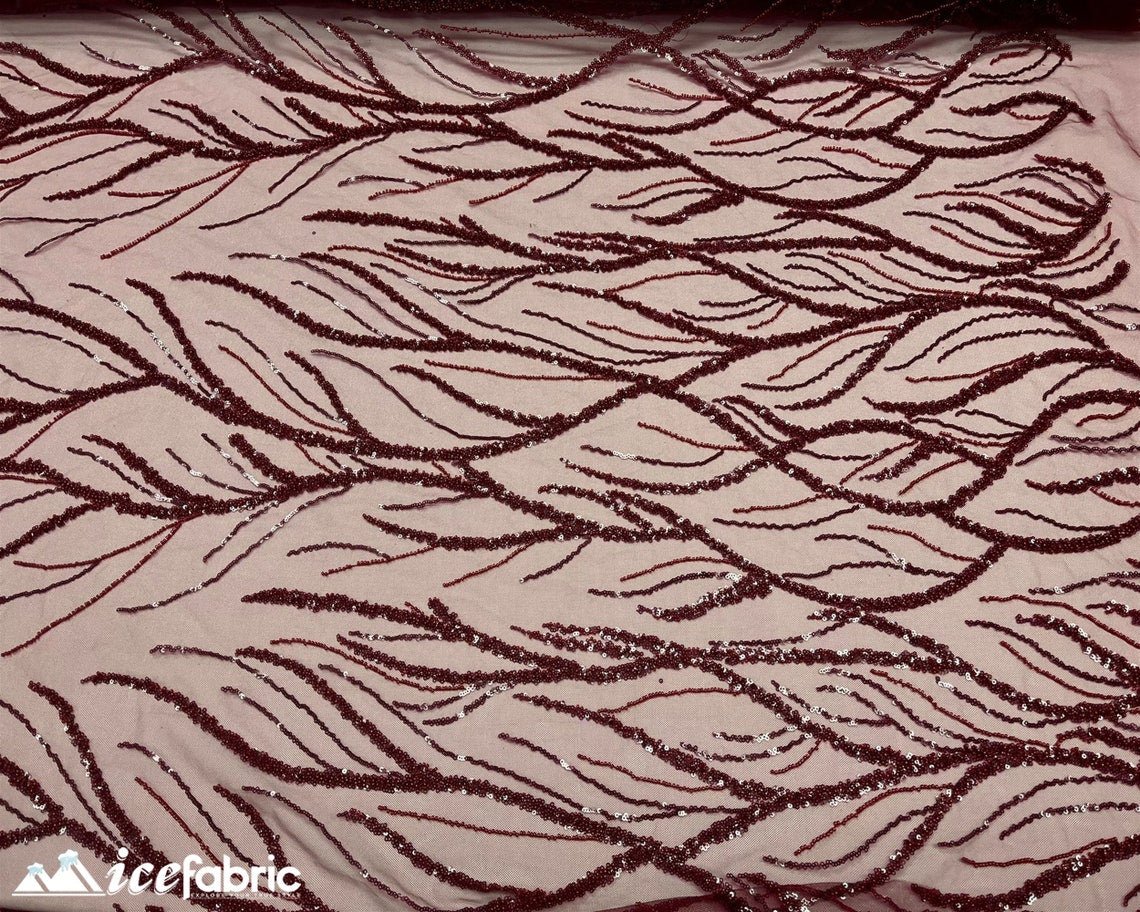 Burgundy Handmade Beaded Fabric / Lace Fabric With SequinICE FABRICSICE FABRICSBy the yardBurgundy Handmade Beaded Fabric / Lace Fabric With Sequin ICE FABRICS