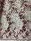 Burgundy Ivory and Silver Sequin Floral Bridal Fabric/ Beaded Fabric/ 3D Lace Fabric