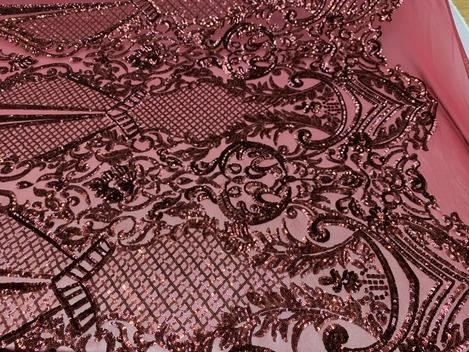 BY THE YARD/ Geometric Design Mesh Lace Fabric Sequins 4 Way Stretch On A White Mesh/Handmade Lace Embroider Prom/Gowns/Wedding DressICE FABRICSICE FABRICSBurgundyBY THE YARD/ Geometric Design Mesh Lace Fabric Sequins 4 Way Stretch On A White Mesh/Handmade Lace Embroider Prom/Gowns/Wedding Dress ICE FABRICS Red