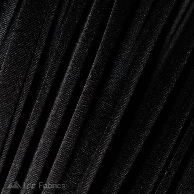 Casino 4 Way Stretch Satin Fabric Shiny Black Silky SpandexICE FABRICSICE FABRICS1 Yard BlackBy The Yard (60" Wide)Thick and HeavyCasino Shiny Black Spandex 4 Way Stretch Satin Fabric ICE FABRICS