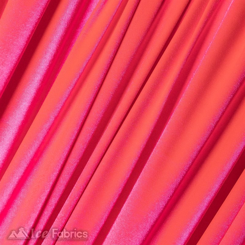 Casino 4 Way Stretch Satin Fabric Shiny Neon Pink Silky SpandexICE FABRICSICE FABRICS1 Yard Neon PinkBy The Yard (60" Wide)Thick and HeavyCasino Shiny Neon Pink Spandex 4 Way Stretch Satin Fabric ICE FABRICS