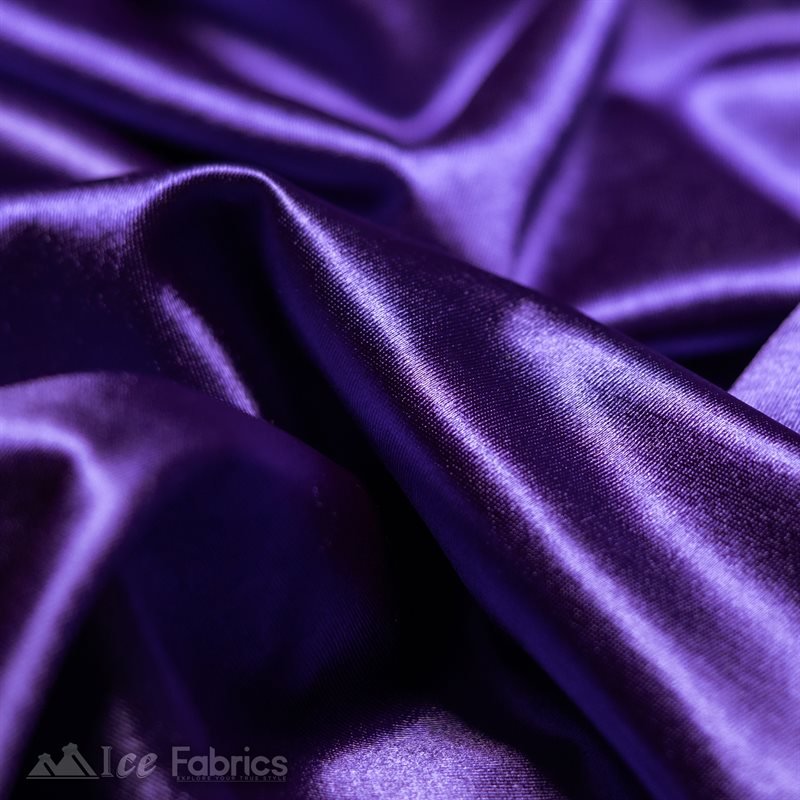 Casino 4 Way Stretch Satin Fabric Shiny Purple Silky SpandexICE FABRICSICE FABRICS1 Yard PurpleBy The Yard (60" Wide)Thick and HeavyCasino Shiny Purple Spandex 4 Way Stretch Satin Fabric ICE FABRICS