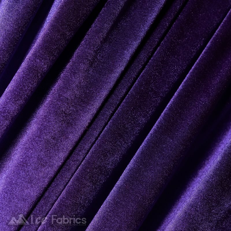 Casino 4 Way Stretch Satin Fabric Shiny Purple Silky SpandexICE FABRICSICE FABRICS1 Yard PurpleBy The Yard (60" Wide)Thick and HeavyCasino Shiny Purple Spandex 4 Way Stretch Satin Fabric ICE FABRICS