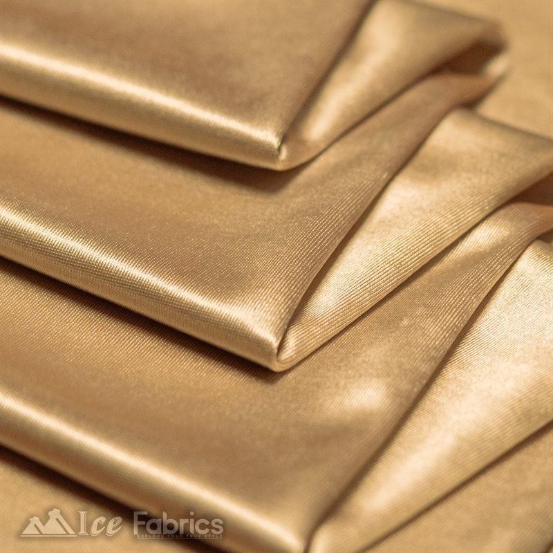 Casino 4 Way Stretch Silky Wholesale Champagne Satin FabricICE FABRICSICE FABRICS1 Yard ChampagneBy The Yard (60" Wide)Thick Shiny and HeavyWholesale (Minimum Purchase 20 Yards)Casino Shiny Champagne Spandex 4 Way Stretch Satin Fabric ICE FABRICS