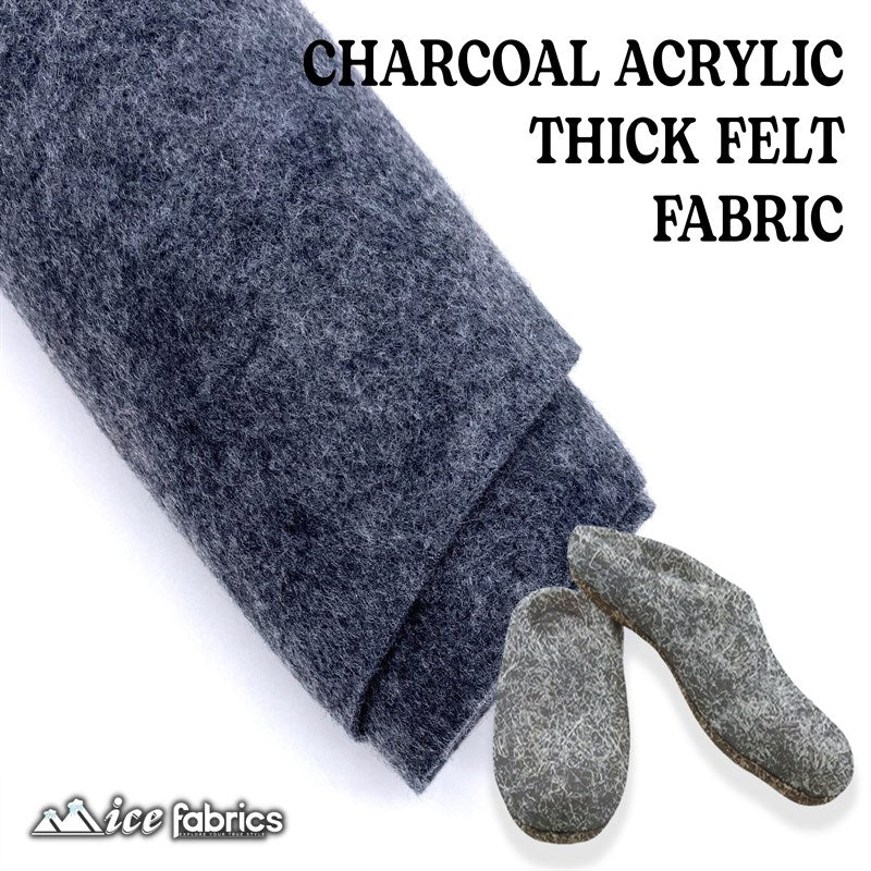 Charcoal Acrylic Wholesale Felt Fabric 1.6mm ThickICE FABRICSICE FABRICSBy The Roll (72" Wide)Charcoal Acrylic Wholesale Felt Fabric (20 Yards Bolt ) 1.6mm Thick ICE FABRICS