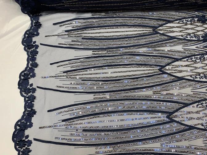 Corded 3D Flowers/Floral Mesh Lace Sequins Fabric By The Yard For Gowns, Skirts, Prom DressesICEFABRICICE FABRICSNavy BlueCorded 3D Flowers/Floral Mesh Lace Sequins Fabric By The Yard For Gowns, Skirts, Prom Dresses ICEFABRIC Navy Blue