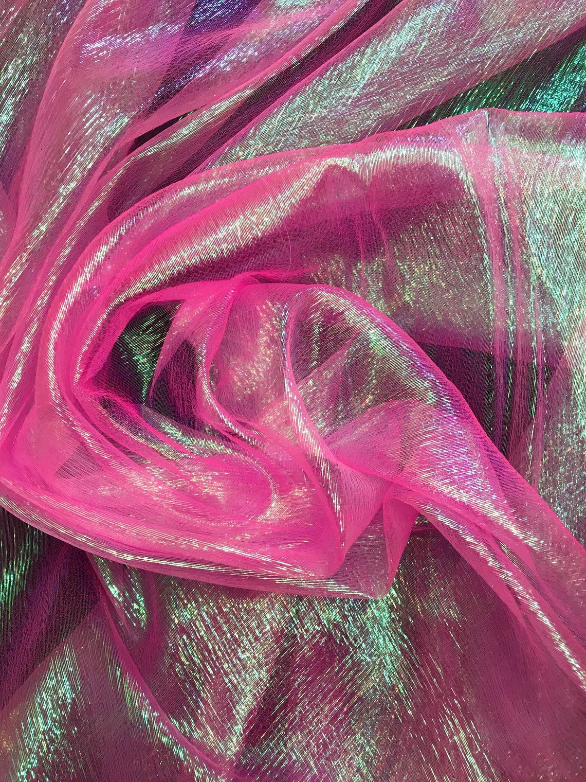 Crystal Sheer Iridescent Organza Fabric_ Neon Pink Iridescent FabricICE FABRICSICE FABRICSBy The YardCrystal Sheer Iridescent Organza Fabric_ Neon Pink Iridescent Fabric ICE FABRICS