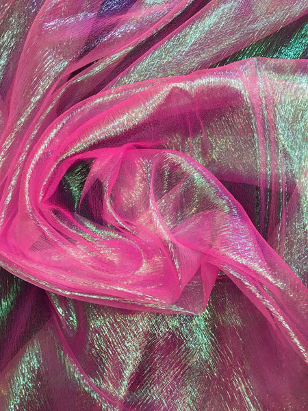 Neon Yellow Sparkle Organza Fabric