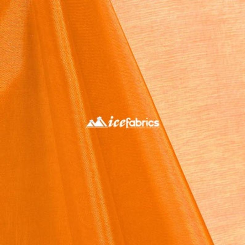 Crystal Sheer Organza Fabric By The Roll (100 Yards) 25 ColorsICEFABRICICE FABRICSOrangeBy The Roll (60" Wide)Crystal Sheer Organza Fabric By The Roll (100 Yards) 25 Colors ICEFABRIC Orange