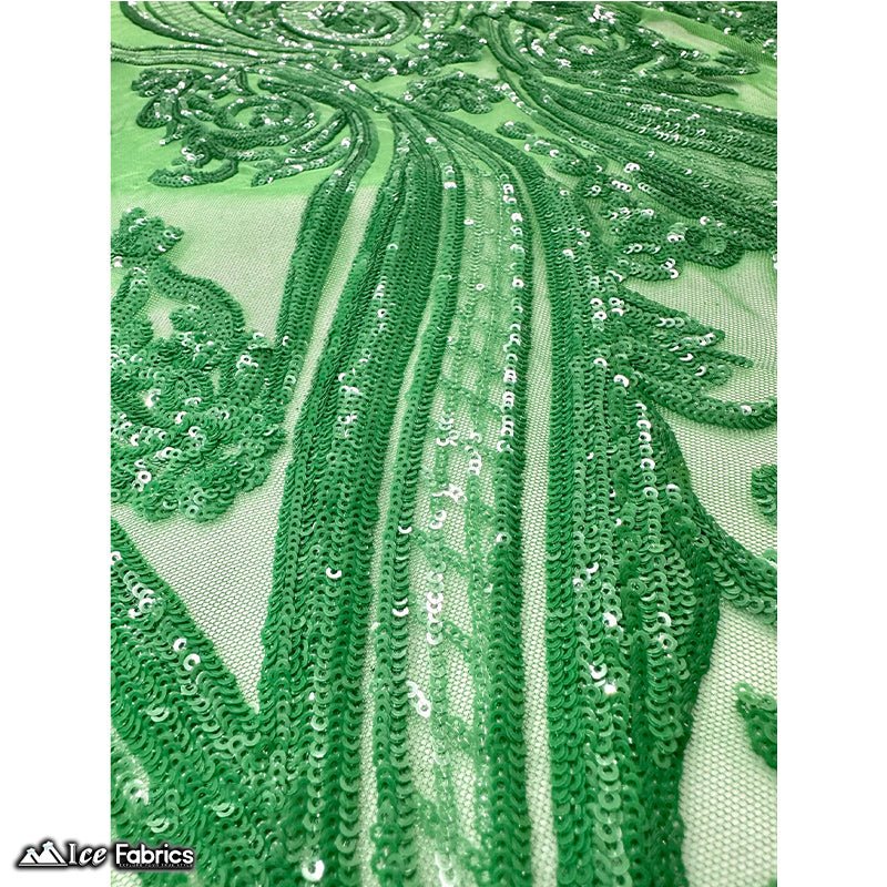Damask Sequin Fabric | 4 Way Stretch Spandex Mesh Lace Fabric | (EGP)ICE FABRICSICE FABRICSEGP Kelly GreenKelly Green On Green MeshDamask Sequin Fabric | 4 Way Stretch Spandex Mesh Lace Fabric | (EGP) ICE FABRICS Kelly Green On Green Mesh