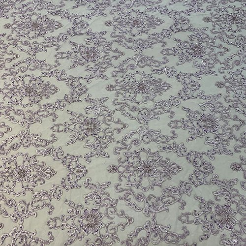 Deluxe Heavy Embroidered Glass Beaded Mesh Lace Fabric For Wedding, GownsICEFABRICICE FABRICSBurgundyDeluxe Heavy Embroidered Glass Beaded Mesh Lace Fabric For Wedding, Gowns ICEFABRIC Lilac