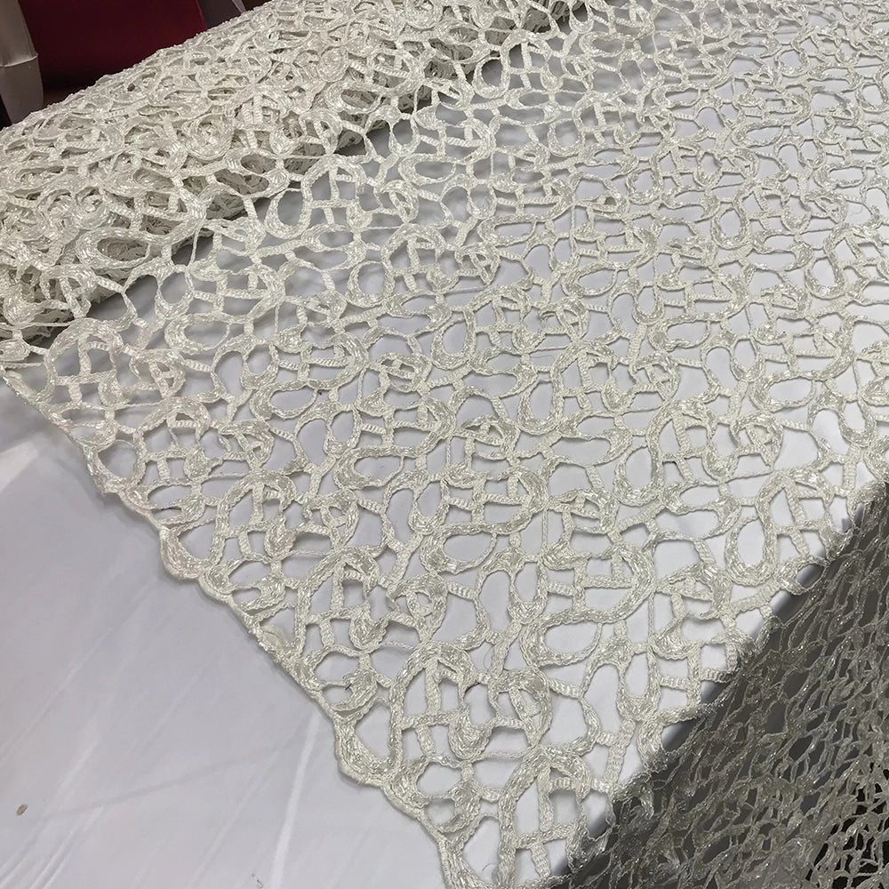 Design Beaded Mesh Lace Fabric Bridal Wedding ClothesICE FABRICSICE FABRICSIvoryDesign Beaded Mesh Lace Fabric Bridal Wedding Clothes ICE FABRICS Ivory