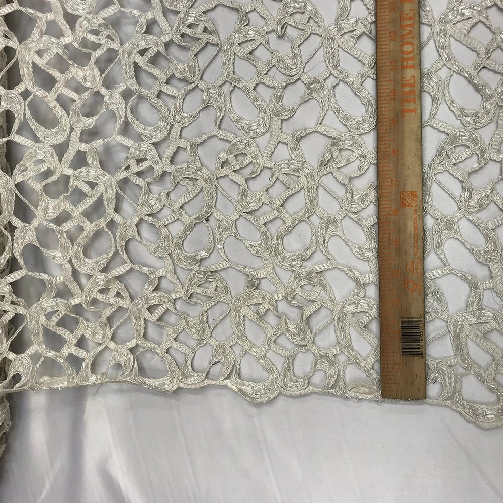 Design Beaded Mesh Lace Fabric Bridal Wedding ClothesICE FABRICSICE FABRICSIvoryDesign Beaded Mesh Lace Fabric Bridal Wedding Clothes ICE FABRICS Ivory