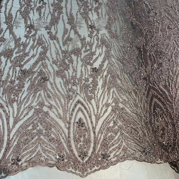 Hand Beading Wedding Floral Mesh Lace Fabric IceFabrics