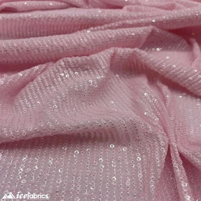 Elegant 2 Way All Over Stretch Sequin FabricICE FABRICSICE FABRICSBy The Yard58 inches WideBaby PinkElegant 2 Way All Over Stretch Sequin Fabric ICE FABRICS Baby Pink